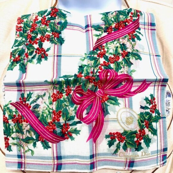 New -Unused Christian dior cotton Handkerchief 19" Chrstimas ottorman floral (98 - Picture 2 of 7